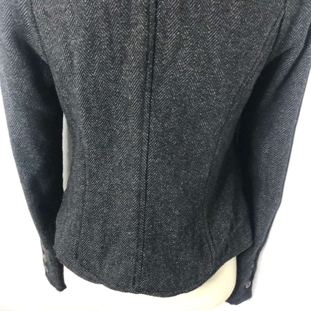 Free People Gray Herringbone Wool Blend Jacket 2 - Picture 6 of 9